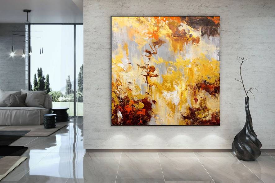 Modern Hand-painted Days Dining Grey Abstract Canvas Artwork 0D5Y8
